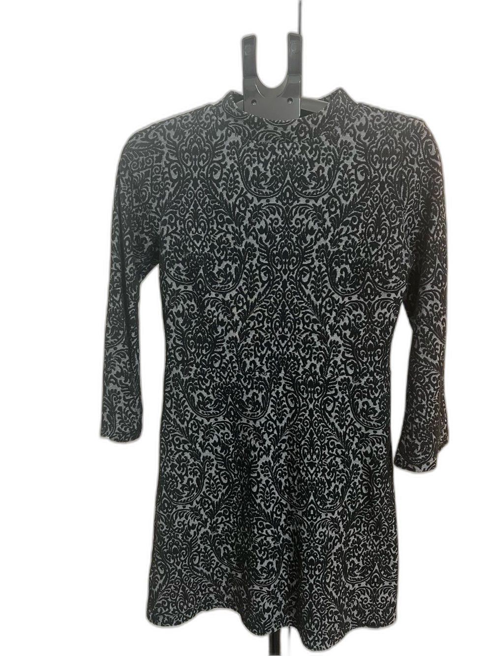 LOFT Women’s Black Gray Jacquard Long Sleeve Dress Size 6